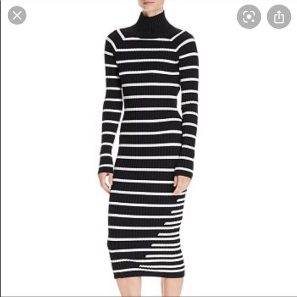 Alexander Wang black and white ribbed midi dress - Picture 1 of 5